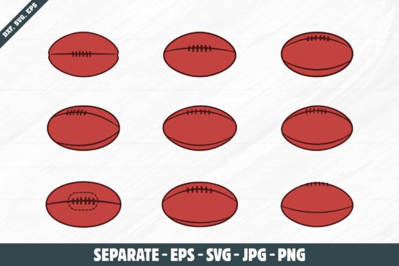 AFL Football Ball Vector Set for Graphics and Crafts