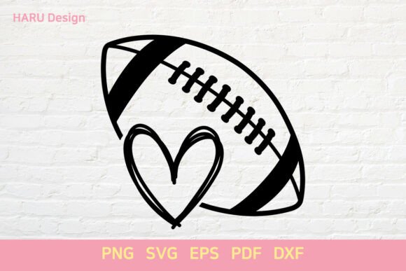 American Brown Football Heart Graphics for Crafts
