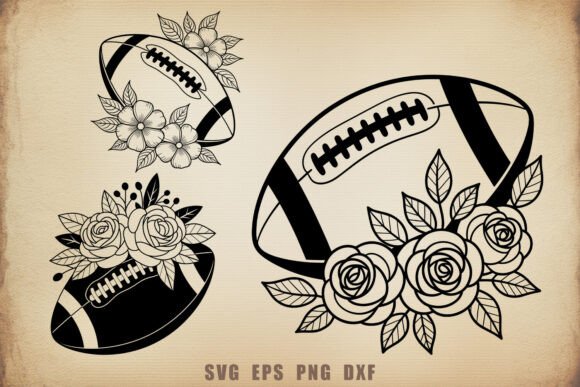 Floral Football Game Day SVG Bundle: Graphics for Crafts