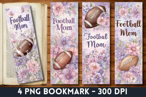 Floral Football Mom Lavender Bookmark: Graphics for Crafts