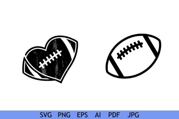 Football Heart and Ball Clipart for Graphics and Crafts