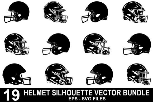Football Helmet Silhouette Vector for Crafts Graphics