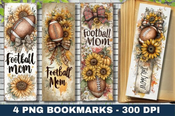 Football Mom Sunflower Bookmark Graphics for Crafts