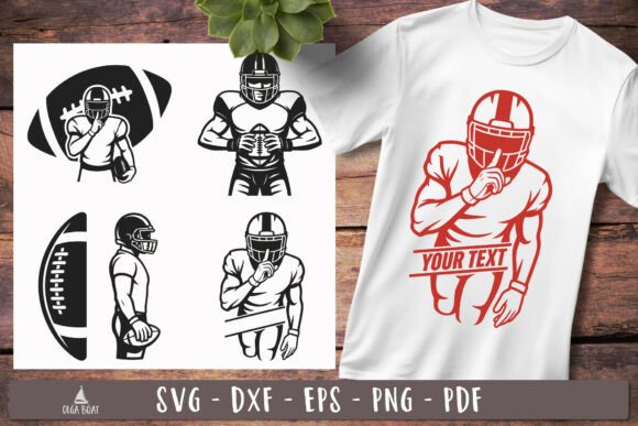 Football Player SVG Custom Designs for Graphics & Crafts