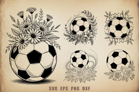 Football Soccer and Flowers SVG Bundle: Graphics & Crafts