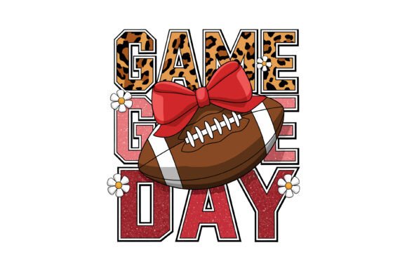Game Day Football Bow Glitter Graphics for Crafts