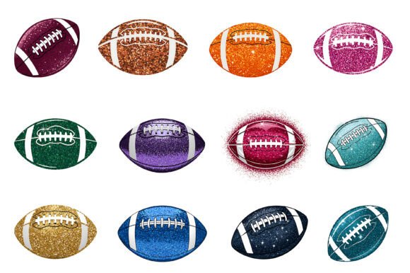 Glitter American Football PNG Bundle: Graphics for Crafts