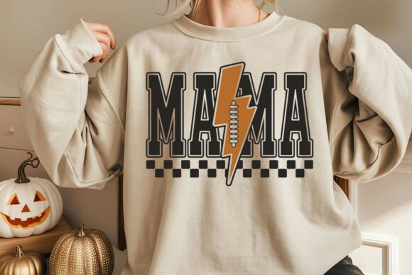 Mama Lightning Football Checkered Design for Crafts