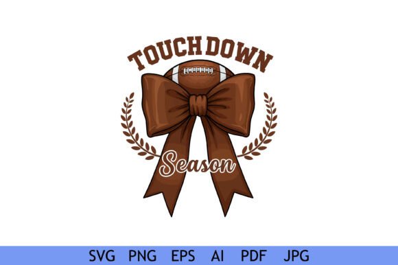 Touchdown Season Football Bow Clipart for Graphics & Crafts